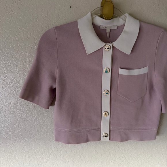 Maje Myshirt Cropped Short Sleeve Cardigan size S - Picture 6 of 13